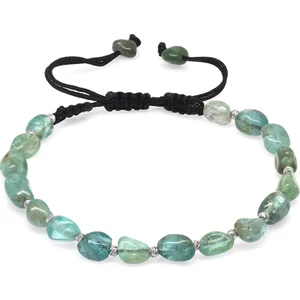 Okyanus Silver Makrome Örgülü Naturel Kesim Larimar Doğaltaş Erkek Bileklik