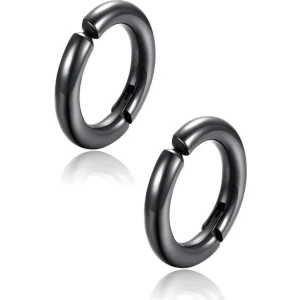 Trend Collection Gümüş Sıkıştırmalı Deliksiz 316 L Paslanmaz Cerrahi Çelik Unisex Yuvarlak Klasik Halka Küpe (Çift)