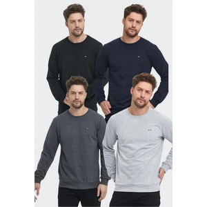 Erkek Çok Renkli Bisiklet Yaka Nakış Detaylı Regular Fit 4'lü Sweatshirt MMTLCE70-4