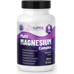 Supra Protein Supra Vitamin Multi Magnesium Complex- 6'lı Kompleks + Klinik Onaylı Magnezyum Albion Traacs® & Magnesia®, Bisglisinat + Sitrat + Malat + L-Threonat + Glukonat & Taurat + Vitamin B6 (P5P)-60 Tablet
