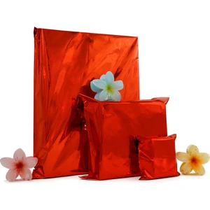 Repro Design 11x12 Kırmızı 100 Adet Yapışkanlı Metalize Hediye Poşeti Metalik Kırmızı Hediye Ambalaj Paketi