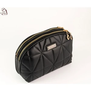 Siyah Kadın Yumuşak Deri Kapitone Gold Çift Fermuarlı Spor Şık Çapraz Kadın Omuz Çantası