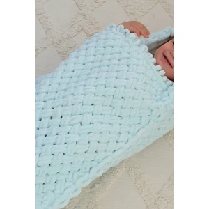 Tosbiq Baby Örgü Bebek Kundağı 0-12M Su Yeşil Unisex El Yapımı Portbebe Alize İp Pamuklu Kumaş OEKO TEX Sertifika