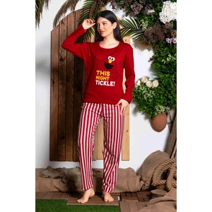 Mevsimlik Uzun Kollu %100 Pamuk Kadın Pijama Takımı- Desenli Kadın Pijama