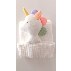 O&G Collection Sevimli Unicorn %100 Pamuklu Müslin Uyku Arkadaşı/ Bebek Hediyelik