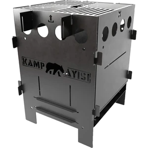 Kamp Ayısı® Pyro™ Ateş Kutusu: Portatif ve Katlanır Çok Yakıtlı Taşıma Çantalı Kamp Ocağı 2mm Galvaniz Gri