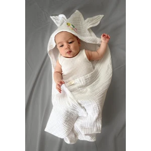 Mom Cherie %100 Pamuk 4 Kat Müslin Kundak Bebek&çocuk Kundak 80X80CM Nakışlı Müslin Kundak