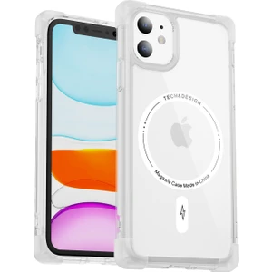 Forestl Digital iPhone11 Manyetik Kasa Için Ysm Takviyeli Köşeler Serisi Tpu+Akrilik Kapak Magsafe-Şeffaf Beyazla Uyumlu (Yurt Dışından)