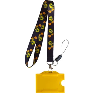 Dodo Bone Tweety Siyah Kart Askı Ipi, Yaka Askı Ipi, Telefon Askısı ve Sarı Plastik Yatay  Kartlık