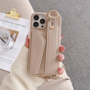 Forestl Digital iPhone15 Pro Pu Deri+Pc Kart Tutucu Için Telefon Kılıfı Kılıf Telefon Kapağı Omuz Askısı-Khaki ile (Yurt Dışından)