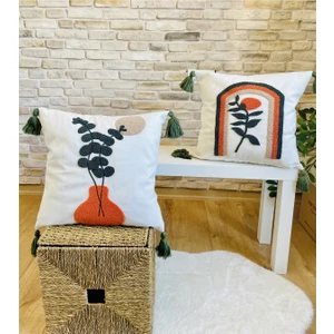 Home Design Çiflti Kombin Punch Işlemeli Kırlent Kılıfı (Panç)