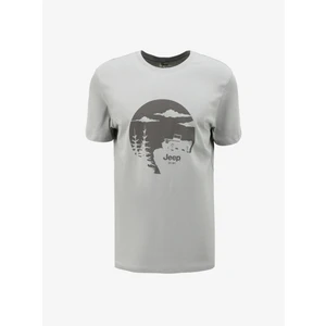 Bisiklet Yaka Baskılı Gri Erkek T-Shirt J4SM-TST7235