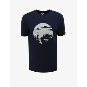 Bisiklet Yaka Baskılı Lacivert Erkek T-Shirt J4SM-TST7235