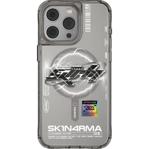 iPhone 15 Pro Uyumlu Kılıf Magsafe Şarj Özellikli Yazı Desenli Skinarma Bolt Gri