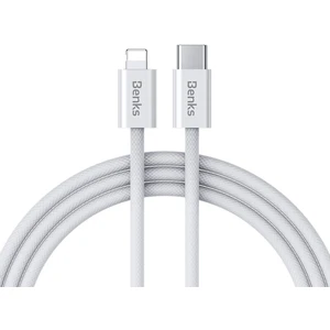 Type-C To Lightning iPhone Kablo Benks D46 Örgülü Şarj ve Data Kablosu 60W 1 Metre 3.0 Beyaz