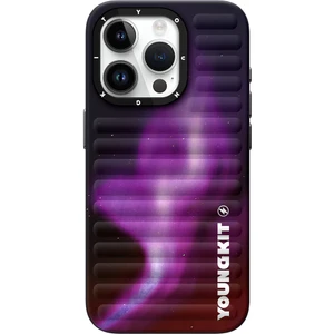 iPhone 15 Pro Max Uyumlu Kılıf Kuzey Işıkları Desenli Youngkit Aurora Serisi Mor