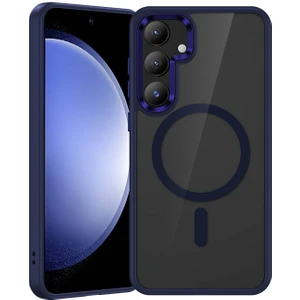 Galaxy S24 Uyumlu Kılıf Magsafe Şarj Özellikli Şeffaf Arka Yüzey Benks Magclap Tpu Çerçeve Mavi