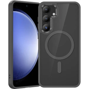 Galaxy S24 Plus Uyumlu Kılıf Magsafe Şarj Özellikli Şeffaf Arka Yüzey Benks Magclap Tpu Çerçeve Gri