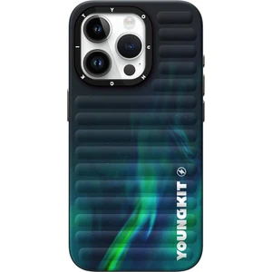 iPhone 15 Pro Max Uyumlu Kılıf Kuzey Işıkları Desenli Youngkit Aurora Serisi Yeşil