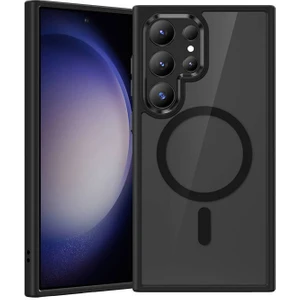 Galaxy S24 Ultra Uyumlu Kılıf Magsafe Şarj Özellik Şeffaf Arka Yüzey Benks Magclap Tpu Çerçeve Siyah