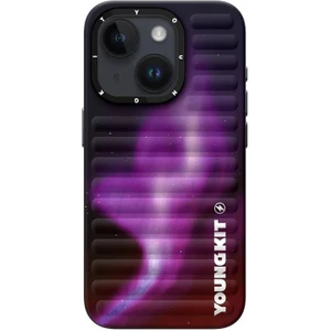 iPhone 15 Uyumlu Kılıf Kuzey Işıkları Desenli Youngkit Aurora Serisi Mor