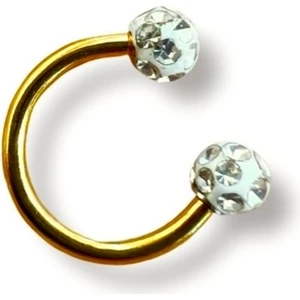 316L Gold Kararmaz Cerrahi Çelik Kristal Taşlı Kıkırdak Dudak Burun Septum Tragus Piercing