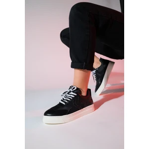 Sande Siyah Denim Detaylı Kadın Spor Sneakers