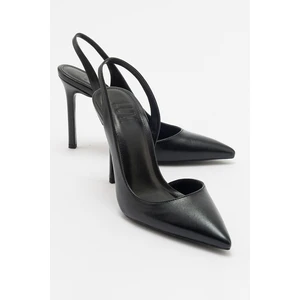 Twine Siyah Cilt Kadın Topuklu Ayakkabı