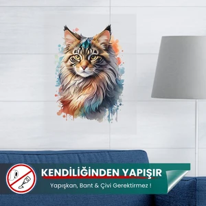 Pi Papers Renkli Kedi Posteri, Premium Baskı Poster, Statik Akıllı Kağıt, Kedili Poster (Yapay Zeka Tasarım)