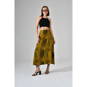 Yağ Yeşili Midi Dokuma Etek