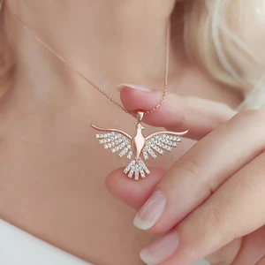 925 Ayar Gümüş Zümrüdü Anka Kuşu Kolye