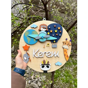 Baykuş Craft Mimarlık Özel Tasarım Hediyelik Daire Pilotlu Balonlu Hayvanlı Hastane Odası Ahşap Hastane Kapı Süsü