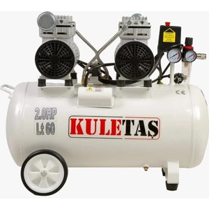 Süper Sessiz Yağsız Kompresör 60 Litre Çift Motor 2 Hp