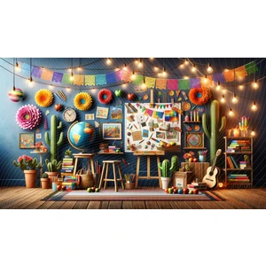 Eğitici Temalı Renkli Kutlama Fotoğraf Arkaplanı Canlı Renkler ve Eğlenceli Öğrenme Ortamı Fotoğrafçılık Fonu