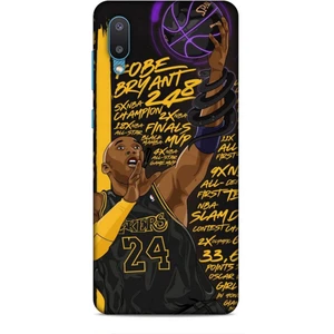 Samsung Galaxy M02 Kılıf Basketbolcular 7 Kobe 24 Siyah Sarı Desenli Kılıf