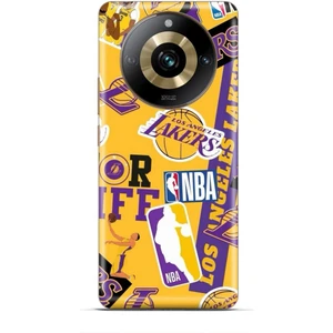Realme 11 Pro Plus Kılıf Basketbolcular 11 Sarı Mor Los Angeles 4K Baskılı Kılıf