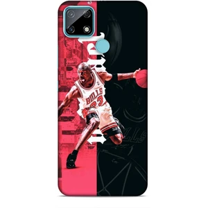 Realme C25 Kılıf Basketbolcular 5 Jordan Bulls Beyaz Koruma Kılıfı