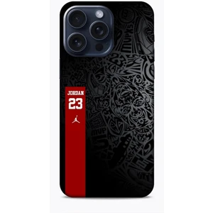 Apple iPhone 15 Pro Max Kılıf Basketbolcular 4 Jordan 23 Siyah Kırmızı Silikon Kılıf