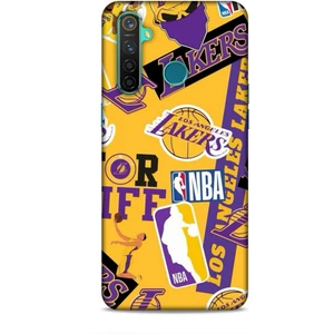 Realme 5 Pro Kılıf Basketbolcular 11 Sarı Mor Los Angeles 4K Baskılı Kılıf