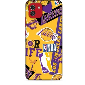 Samsung Galaxy A03 Kılıf Basketbolcular 11 Sarı Mor Los Angeles 4K Baskılı Kılıf