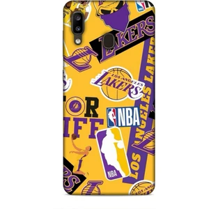 Samsung Galaxy A20 Kılıf Basketbolcular 11 Sarı Mor Los Angeles 4K Baskılı Kılıf