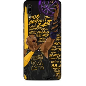 Samsung Galaxy A20 Kılıf Basketbolcular 7 Kobe 24 Siyah Sarı Desenli Kılıf