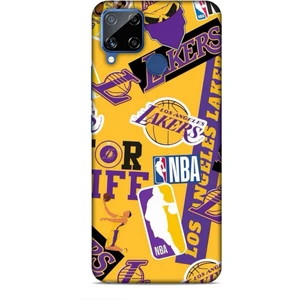 Realme C15 Kılıf Basketbolcular 11 Sarı Mor Los Angeles 4K Baskılı Kılıf