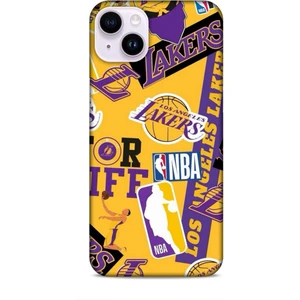 Apple iPhone 14 Plus Kılıf Basketbolcular 11 Sarı Mor Los Angeles 4K Baskılı Kılıf