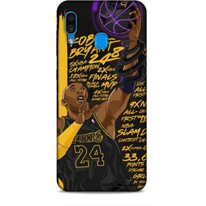Samsung Galaxy A30 Kılıf Basketbolcular 7 Kobe 24 Siyah Sarı Desenli Kılıf