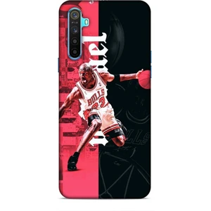 Realme 6i Kılıf Basketbolcular 5 Jordan Bulls Beyaz Koruma Kılıfı