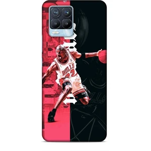 Realme 8 Pro Kılıf Basketbolcular 5 Jordan Bulls Beyaz Koruma Kılıfı