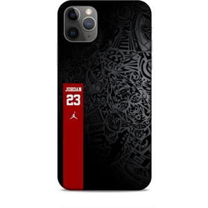 Apple iPhone 11 Pro Max Kılıf Basketbolcular 4 Jordan 23 Siyah Kırmızı Silikon Kılıf