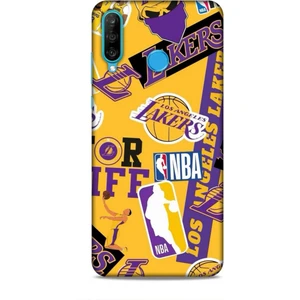 Huawei P30 Lite Kılıf Basketbolcular 11 Sarı Mor Los Angeles 4K Baskılı Kılıf