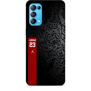 Oppo Reno 5 Kılıf Basketbolcular 4 Jordan 23 Siyah Kırmızı Silikon Kılıf